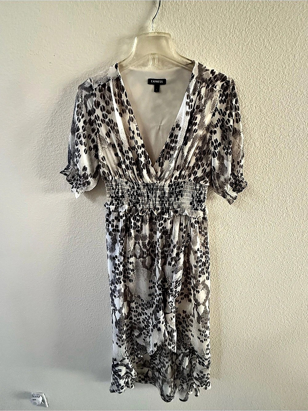 Express Animal Print Maxi Dress in White & Black